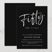 ブラックホワイト シンプル 50歳の誕生日 招待状 (正面/裏面)