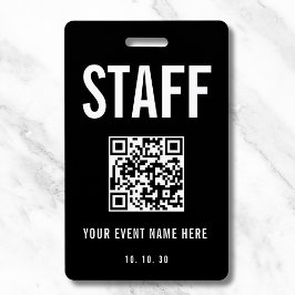 ブラックホワイト スタッフ バックステージ パス QR コード コンサート バッジ