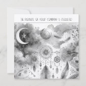 ブラックホワイト セレスチャル ムーンドリームキャッチャー ウェディング 招待状 (正面)