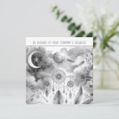 ブラックホワイト セレスチャル ムーンドリームキャッチャー ウェディング 招待状 (スタンド正面)