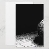ブラックホワイト バスケットボール アート 便箋 (正面/裏面)