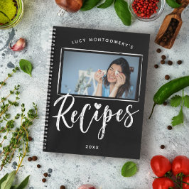 ブラックホワイト ブラシスクリプト レシピ フォト ノートブック