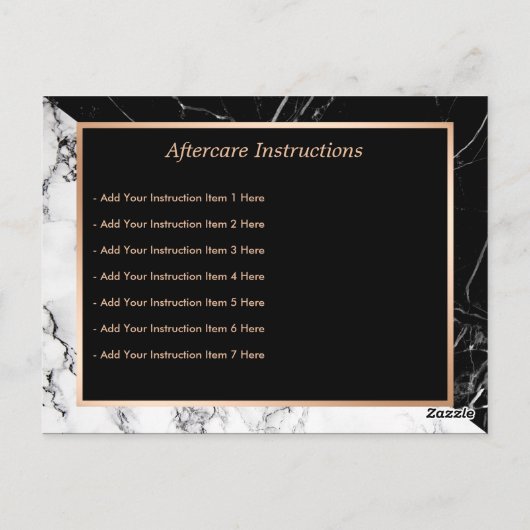 ブラックホワイト マーブル メイクアップ アーティスト アフターケア カード (裏面)