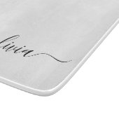 ブラックホワイト モダンスクリプト ガーリー モノグラム ネーム カッティングボード (角)