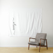 ブラックホワイト モダンスクリプト ガーリー モノグラム ネーム タペストリー (インサイチュ(横))