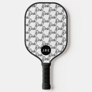 ブラックホワイト モダン カスタム モノグラム ディンク ピックルボールラケット
