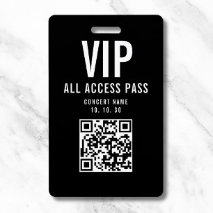 ブラックホワイトVIPオールアクセスパスQRコードコンサート バッジ