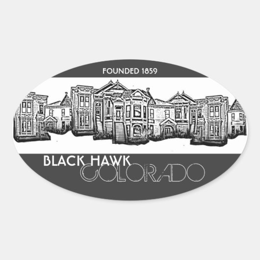 ブラックホークコロラド旧市街建物シール 楕円形シール (正面)