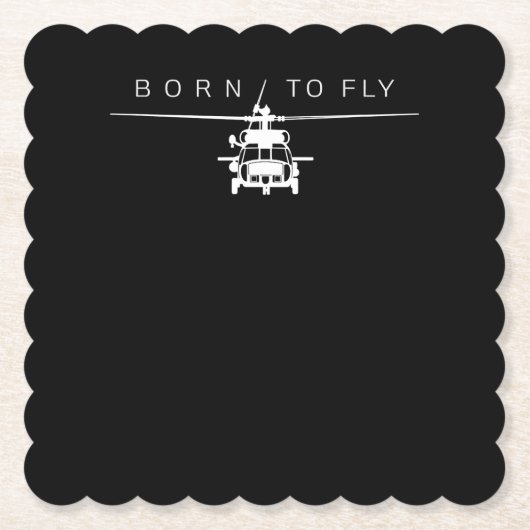 ブラックホーク軍隊航空ヘリコプターパイロットギフト ペーパーコースター (正面)