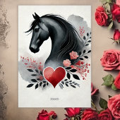 ブラックホースとハートと花バレンタインデー シーズンカード