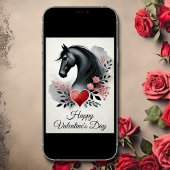 ブラックホースとハートと花バレンタインデー シーズンカード