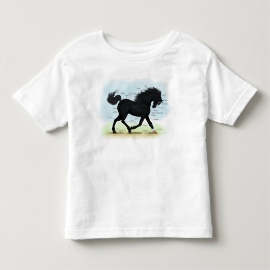 ブラックホースと星と靴下の解剖図 トドラーTシャツ (正面)
