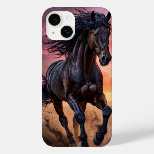 ブラックホースの美意識 スタイリッシュな動物アート Case-Mate iPhoneケース (裏面)
