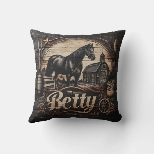 ブラックホースアットファームウィズネームベティ クッション (裏面)