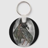 ブラックホースウマ科のアートポートレートプリント キーホルダー (正面)
