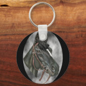 ブラックホースウマ科のアートポートレートプリント キーホルダー (正面)
