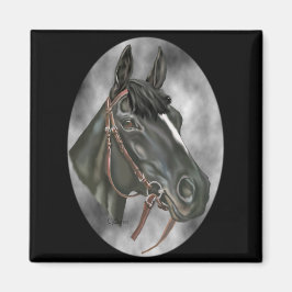 ブラックホースウマ科のアートポートレートプリント マグネット