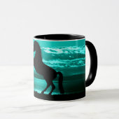 ブラックホースティール(緑がかった色)スカイアンドウォーター マグカップ (正面右)