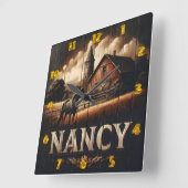 ブラックホースニアバーンアットナンシーファーム スクエア壁時計 (傾斜)