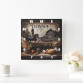 ブラックホースニアファームハウスアンドデコ素朴ール スクエア壁時計 (ホーム)