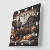 ブラックホースニアファームハウスアンドデコ素朴ール スクエア壁時計 (傾斜)