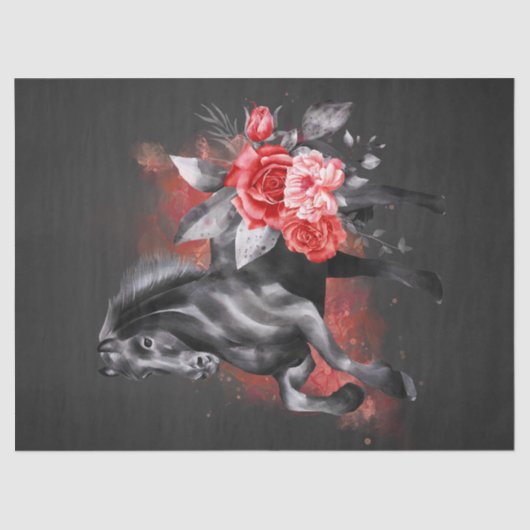 ブラックホースバラお洒落おとぎ話の水色 薄葉紙 (正面)