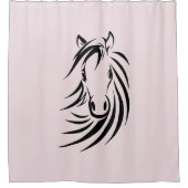 ブラックホースヘッドオンピンク シャワーカーテン (正面)
