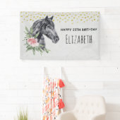 ブラックホースヘッドポートレート水彩誕生日バン 横断幕 (インサイチュ)