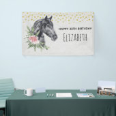 ブラックホースヘッドポートレート水彩誕生日バン 横断幕 (トレードショー)