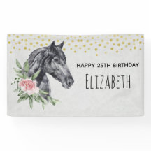 ブラックホースヘッドポートレート水彩誕生日バン