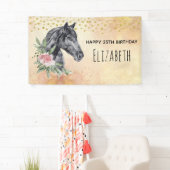ブラックホースヘッドポートレート水彩誕生日 横断幕 (インサイチュ)