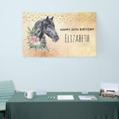 ブラックホースヘッドポートレート水彩誕生日 横断幕 (トレードショー)