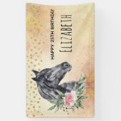 ブラックホースヘッドポートレート水彩誕生日 横断幕 (縦)