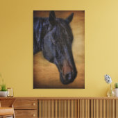 ブラックホースポートレートオン素朴パーチメント効果 キャンバスプリント (インサイチュ (リビング))