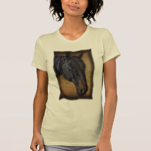 ブラックホースポートレートオン素朴パーチメント効果 Tシャツ