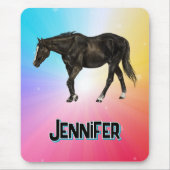 ブラックホースレインボーパステルエクエスお洒落トリアン マウスパッド (正面)
