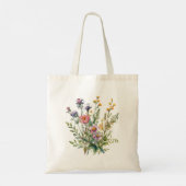 ブラックホースワイルドフラワーと名前のパーソナライズ トートバッグ (裏面)