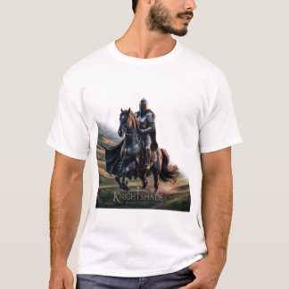 ブラックホース上の叙事詩の騎士 – 中世のヒーローファンタジー Tシャツ