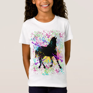 ブラックホース絵を描(ばちゃばちゃ)跳ねる Tシャツ