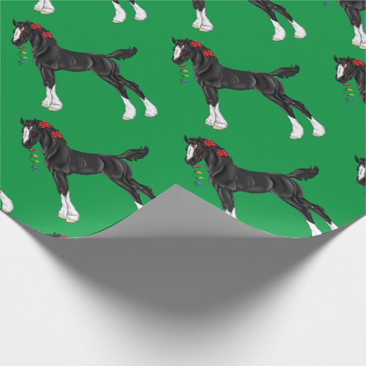 ブラックホース荷車を引くフォールクリスマス ラッピングペーパー (角)