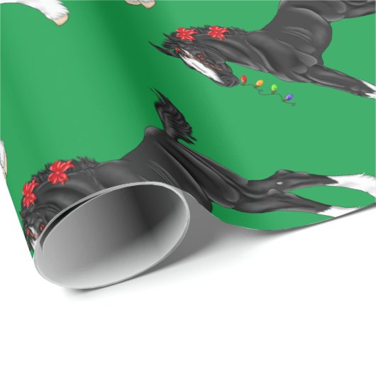 ブラックホース荷車を引くフォールクリスマス ラッピングペーパー (ロールコーナー)