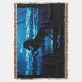 ブラックホース飼育ブルー&ブラックブランケット スローブランケット (正面縦)