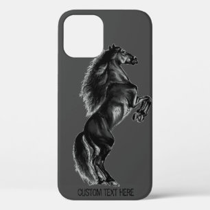 ブラックホースiPhoneケースとカスタム文字 iPhone 12 Proケース