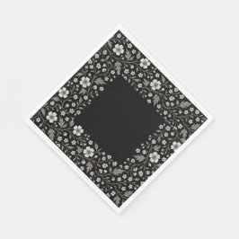 ブラックホーソーンフローラ境界デザイン スタンダードランチョンナプキン