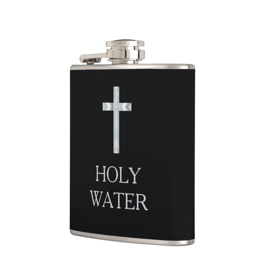 ブラックホーリーウォーター銀十字架おもしろい引用文 フラスク (左)