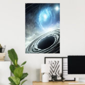 ブラックホールと青ガス雲 | AIアートポスター ポスター (ホームオフィス)
