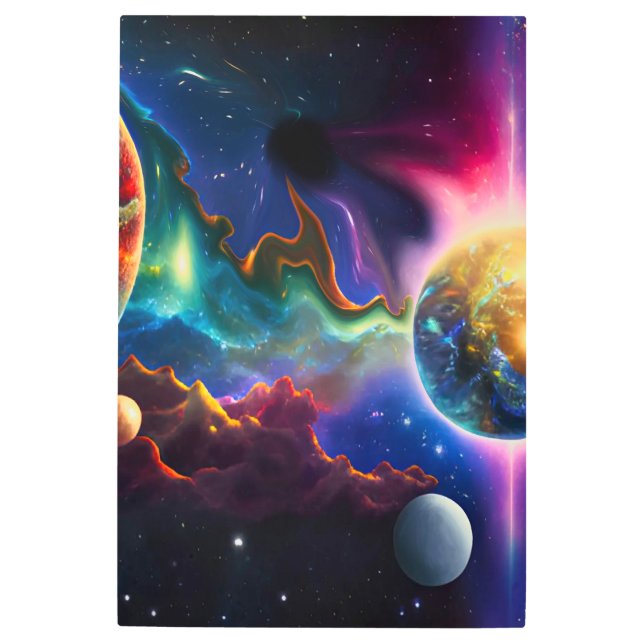 ブラックホール太陽のメタルウォールアートへのシステム メタルプリント (正面)