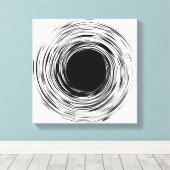ブラックホール抽象芸術白黒デザイン キャンバスプリント (インサイチュ (ウッドフロア))