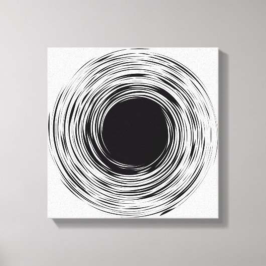 ブラックホール抽象芸術白黒デザイン キャンバスプリント (正面)