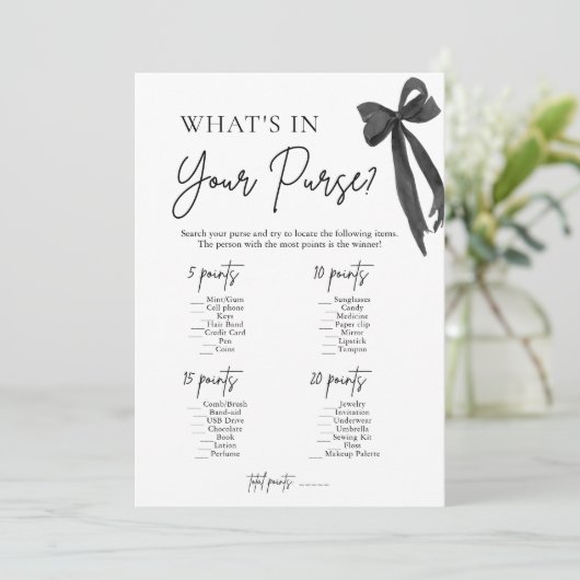 ブラックボウあなたの財布のブライダルシャワーゲーム 招待状 (スタンド正面)